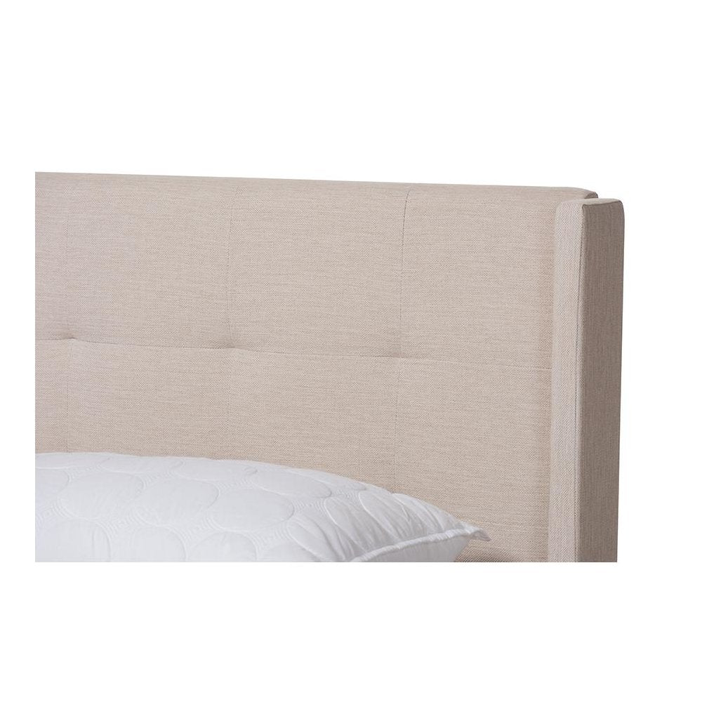 Lisette Modern and Contemporary Beige Fabric Upholstered Queen Size Bed