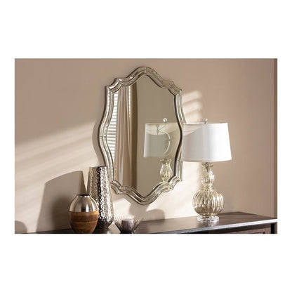 Baxton Studio Isidora Art Deco Antique Silver Finished Accent Wall Mirror