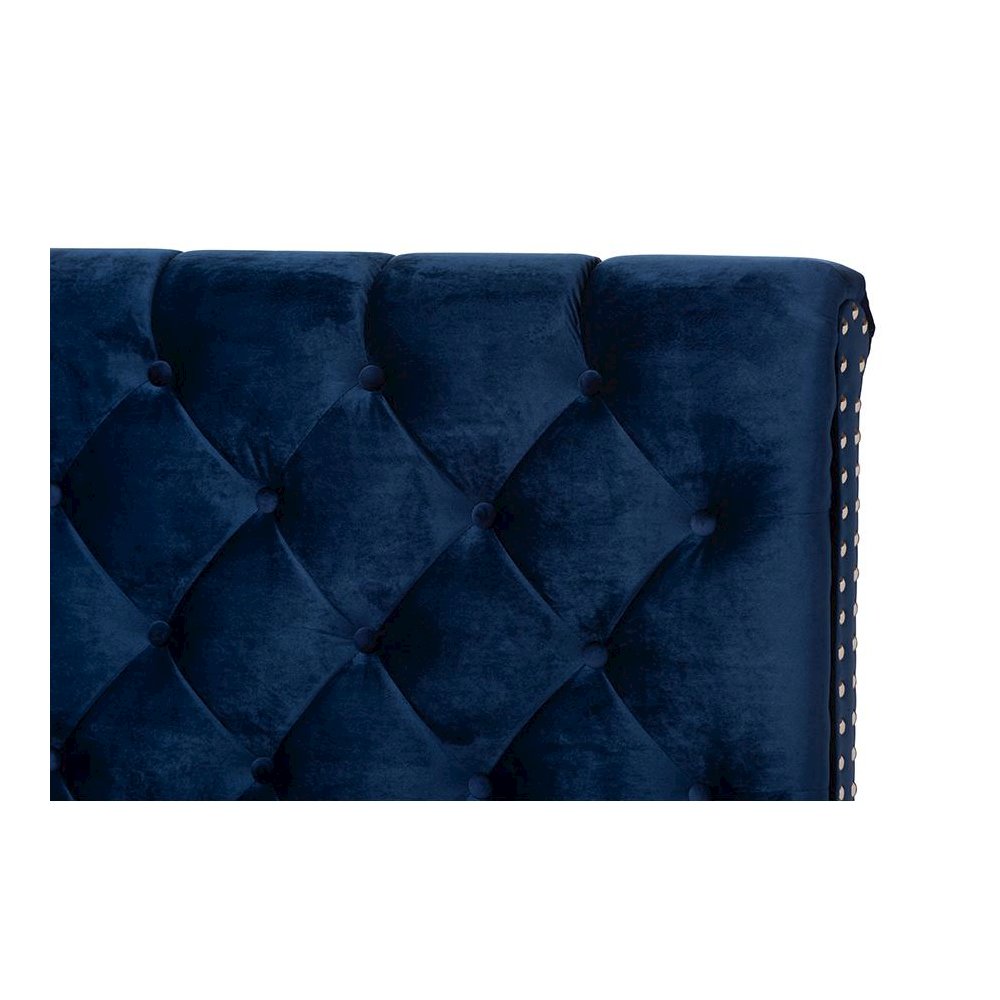 Baxton Studio Candace Luxe and Glamour Navy Velvet Upholstered Queen Size Bed