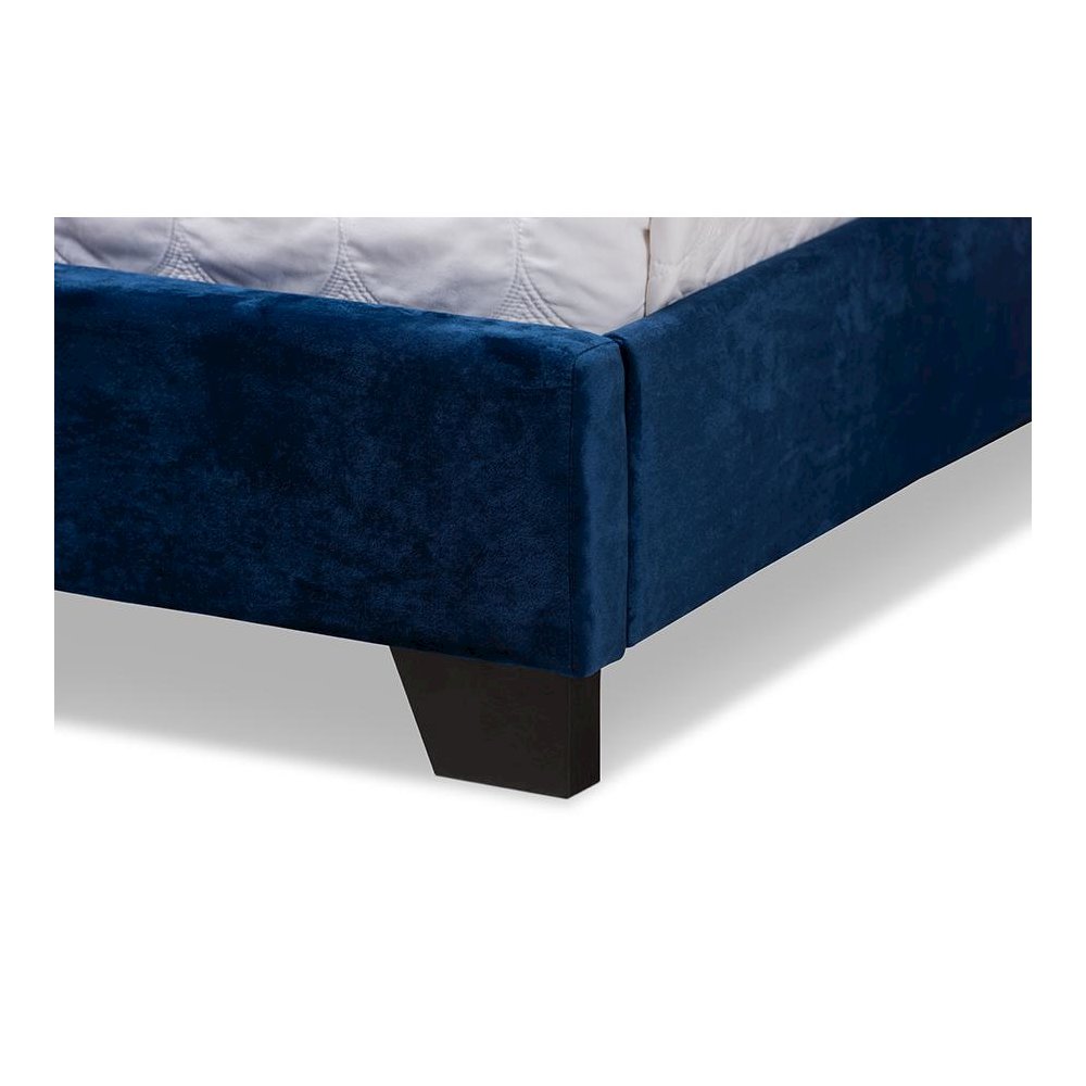 Baxton Studio Candace Luxe and Glamour Navy Velvet Upholstered Queen Size Bed