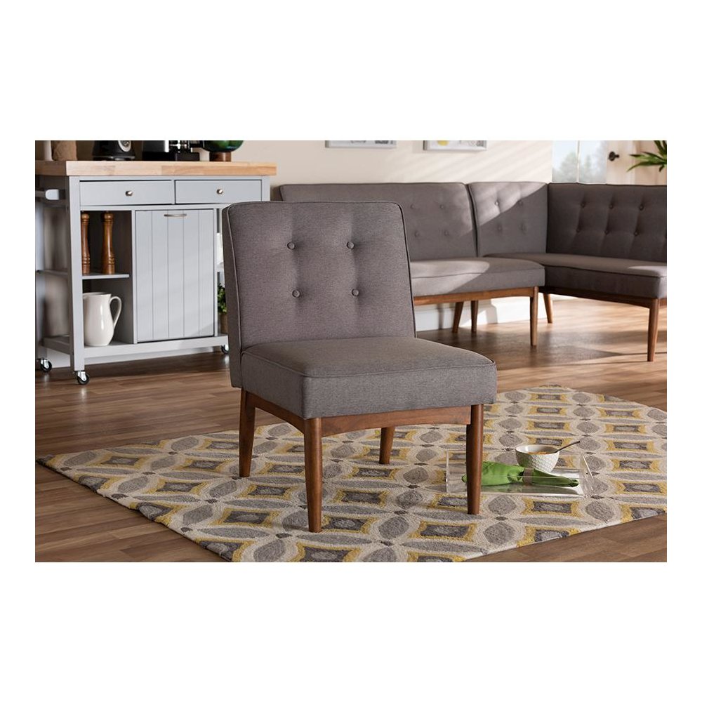 Baxton Studio Arvid Mid-Century Modern Gray Fabric Upholstered Wood Dining Chair