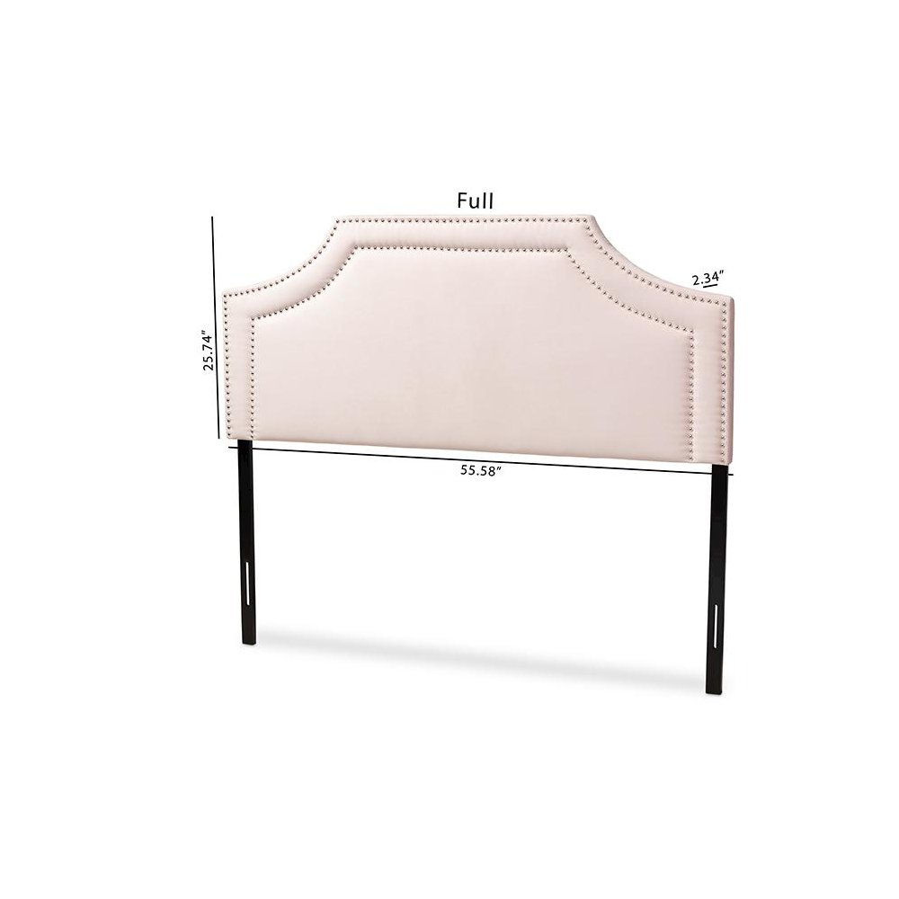Light Pink Velvet Fabric Upholstered Queen Size Headboard