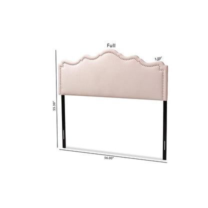 Light Pink Velvet Fabric Upholstered Queen Size Headboard