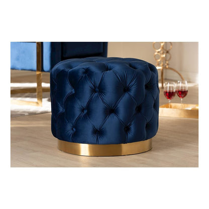 Gold-Finished Button Tufted Ottoman