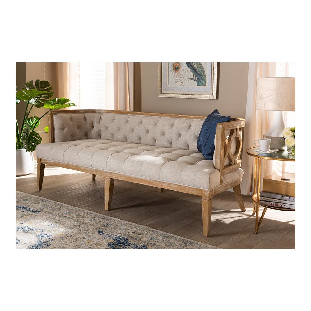 White-Washed Oak Wood Sofa