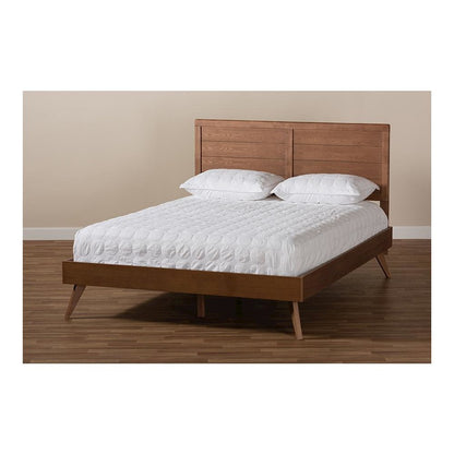 Artemis Mid-Century Modern Walnut Brown Finished Wood Queen Size Platform Bed