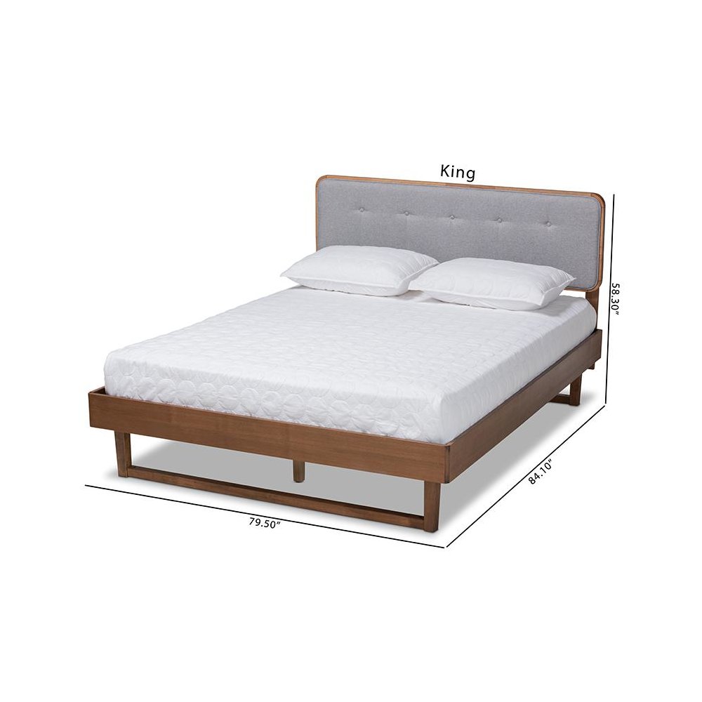 Ash Walnut Finished Wood Queen Size Platform Bed