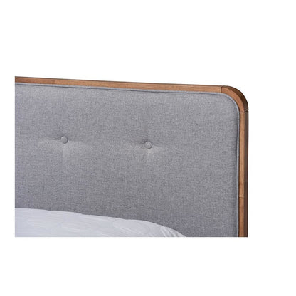 Ash Walnut Finished Wood Queen Size Platform Bed