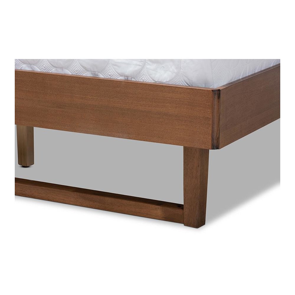 Ash Walnut Finished Wood Queen Size Platform Bed