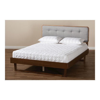 Ash Walnut Finished Wood Queen Size Platform Bed