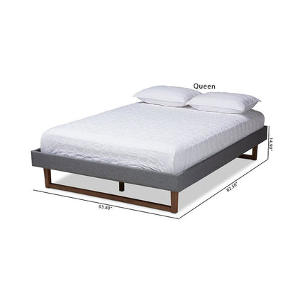 Walnut Brown Finished Wood Queen Size Platform Bed Frame