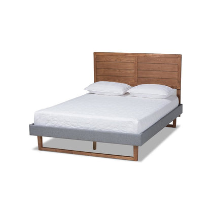 Ash Walnut Brown Finished Wood Queen Size Platform Bed