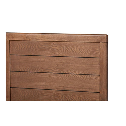 Ash Walnut Brown Finished Wood Queen Size Platform Bed