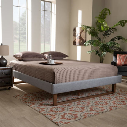 Walnut Brown Finished Wood Full Size Platform Bed Frame