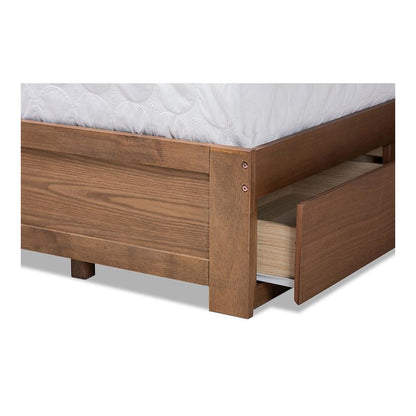 Walnut Brown Finished Wood Queen Size 3-Drawer Platform Storage Bed