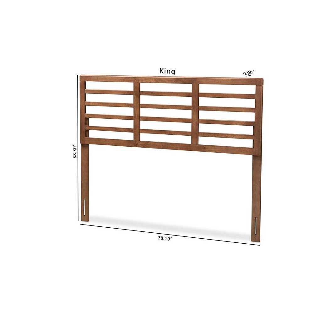 Walnut Brown Finished Wood Queen Size Open Slat Headboard