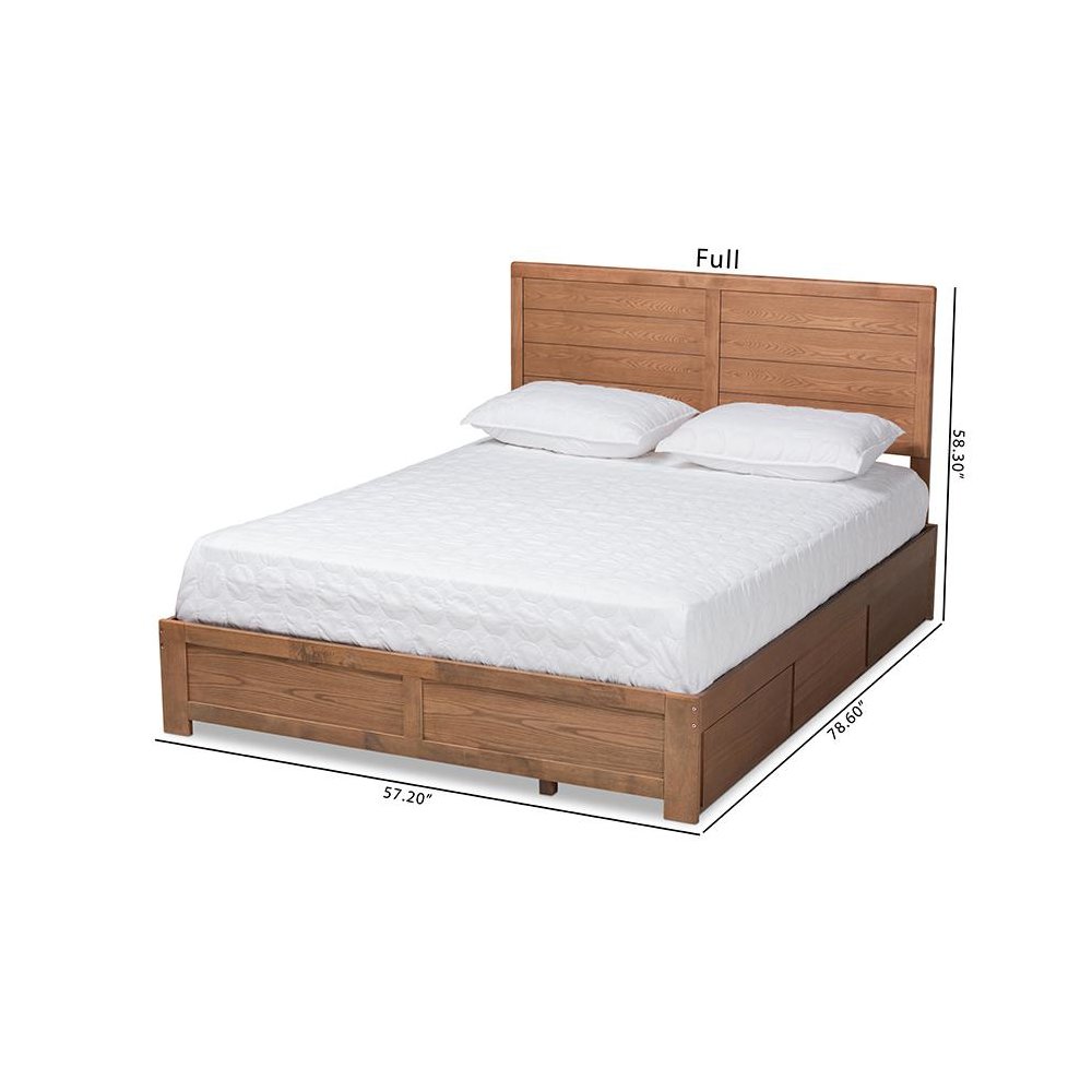 Walnut Brown Finished Wood Queen Size 3-Drawer Platform Storage Bed