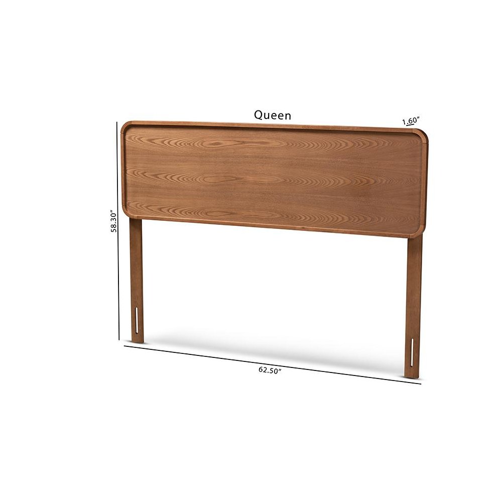 Mailene Mid-Century Modern Walnut Brown Finished Wood Queen Size Headboard