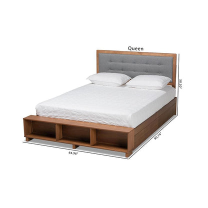 Walnut Brown Finished Wood 4-Drawer Queen Size Platform Storage Bed