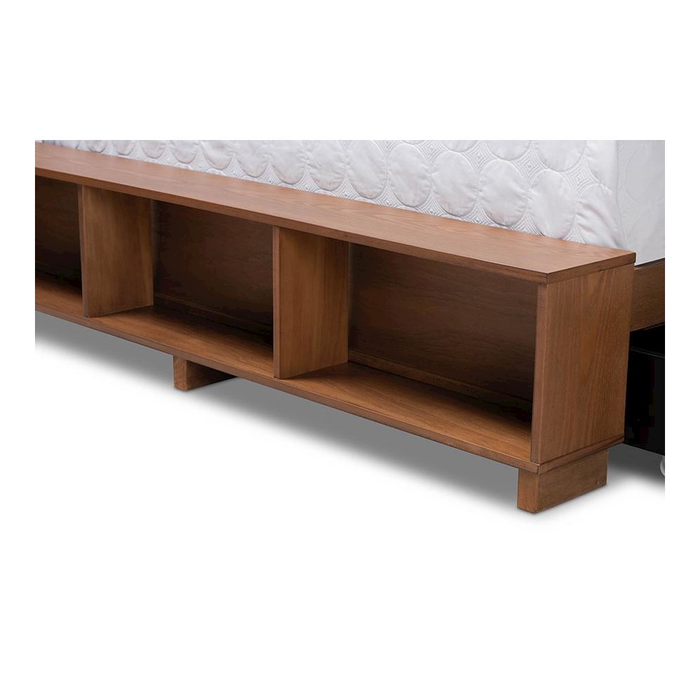 Walnut Brown Finished Wood 4-Drawer Queen Size Platform Storage Bed