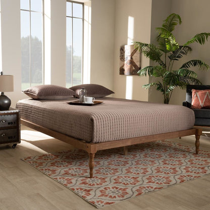 Walnut Brown Finished Wood Full Size Platform Bed Frame
