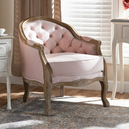 White-Washed Oak Wood Armchair