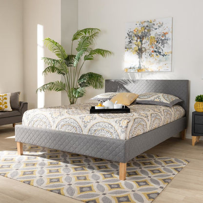 Aneta Modern and Contemporary Grey Fabric Upholstered King Size Platform Bed