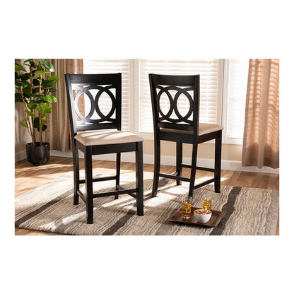 Espresso Brown Finished Wood 2-Piece Counter Height Pub Chair Set