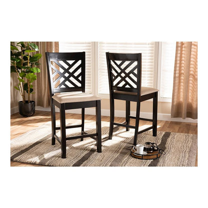 Espresso Brown Finished Wood Counter Height 2-Piece Pub Chair Set