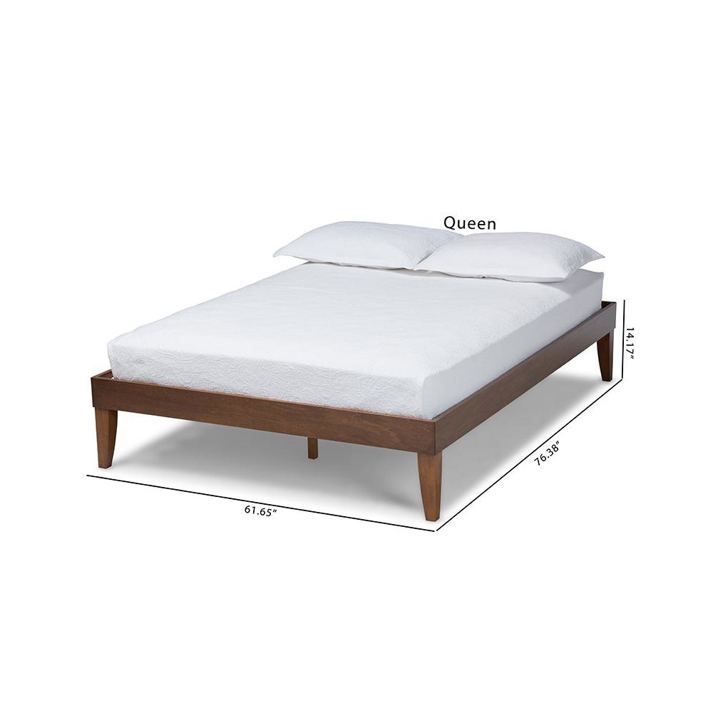 Lucina Mid-Century Modern Walnut Brown Finished Queen Size Platform Bed Frame