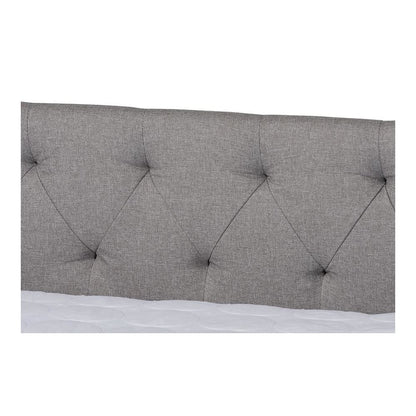Light Grey Fabric Upholstered Queen Size Daybed with Roll-Out Trundle Bed