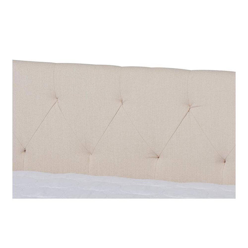 Beige Fabric Upholstered Queen Size Daybed with Roll-Out Trundle Bed