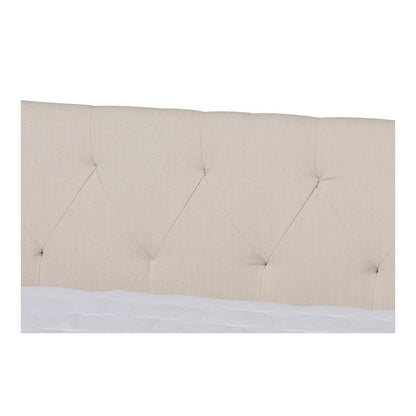 Beige Fabric Upholstered Queen Size Daybed with Roll-Out Trundle Bed