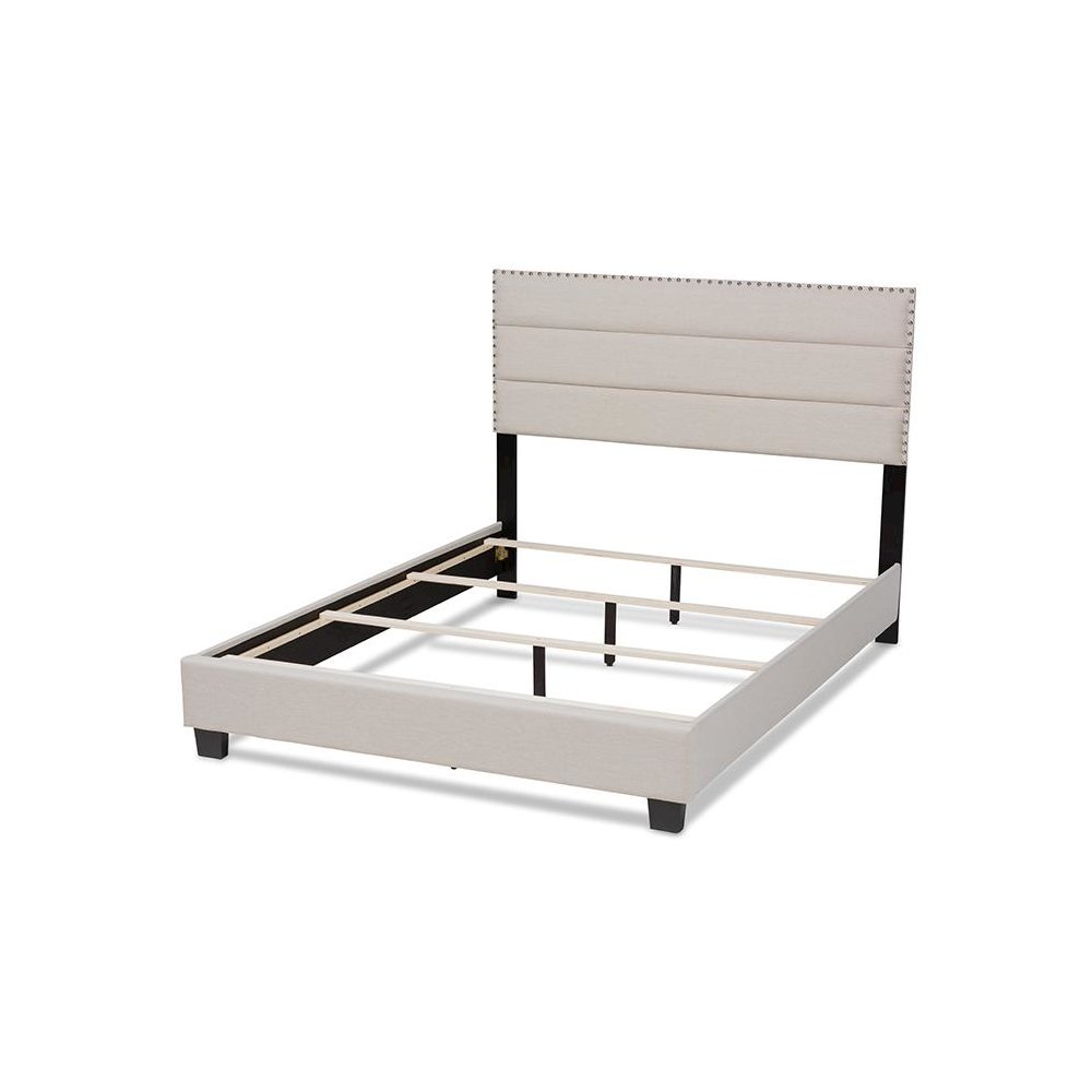 Ansa Modern and Contemporary Beige Fabric Upholstered Queen Size Bed