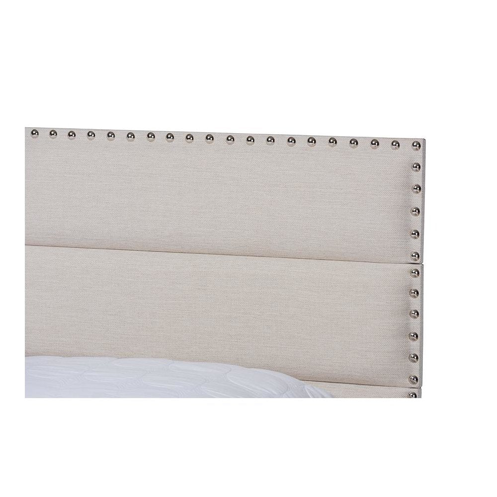 Ansa Modern and Contemporary Beige Fabric Upholstered Queen Size Bed