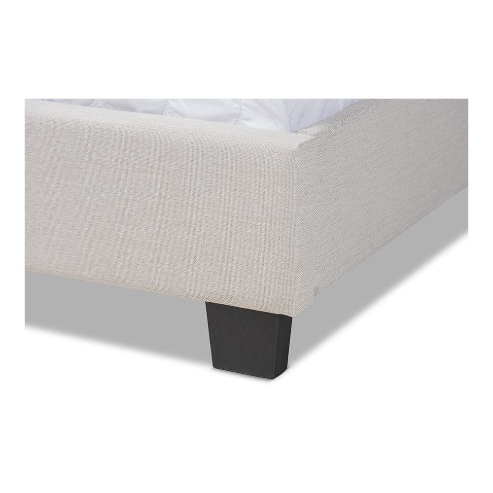 Ansa Modern and Contemporary Beige Fabric Upholstered Queen Size Bed