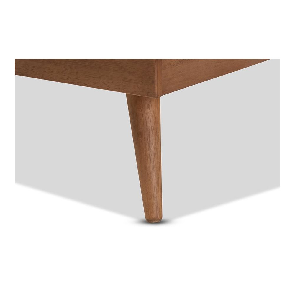 Walnut Brown Finished Wood Queen Size Platform Bed Frame