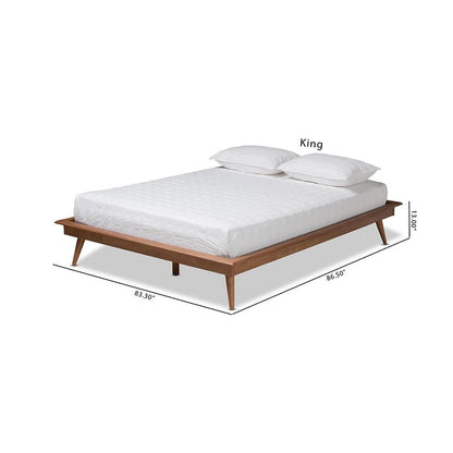 Walnut Brown Finished Wood Queen Size Platform Bed Frame