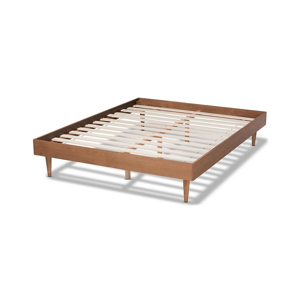 Rina Mid-Century Modern Ash Wanut Finished Queen Size Wood Bed Frame