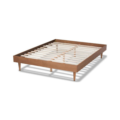 Rina Mid-Century Modern Ash Wanut Finished Queen Size Wood Bed Frame