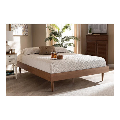 Rina Mid-Century Modern Ash Wanut Finished Full Size Wood Bed Frame