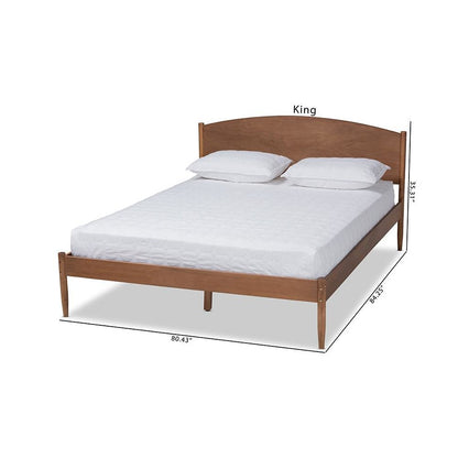 Leanora Mid-Century Modern Ash Wanut Finished Queen Size Wood Platform Bed