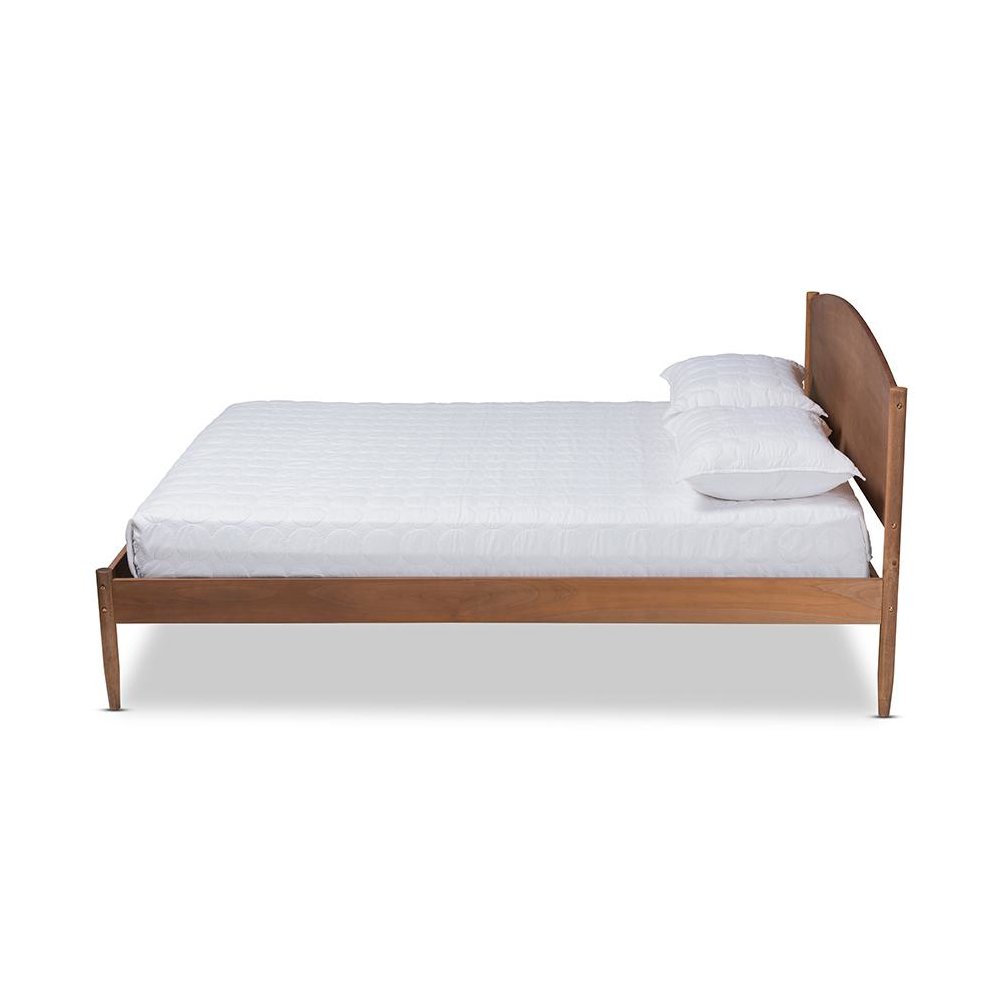 Leanora Mid-Century Modern Ash Wanut Finished Queen Size Wood Platform Bed
