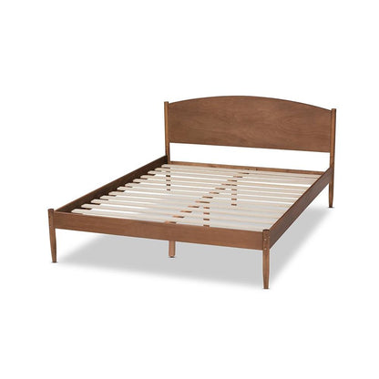 Leanora Mid-Century Modern Ash Wanut Finished Queen Size Wood Platform Bed