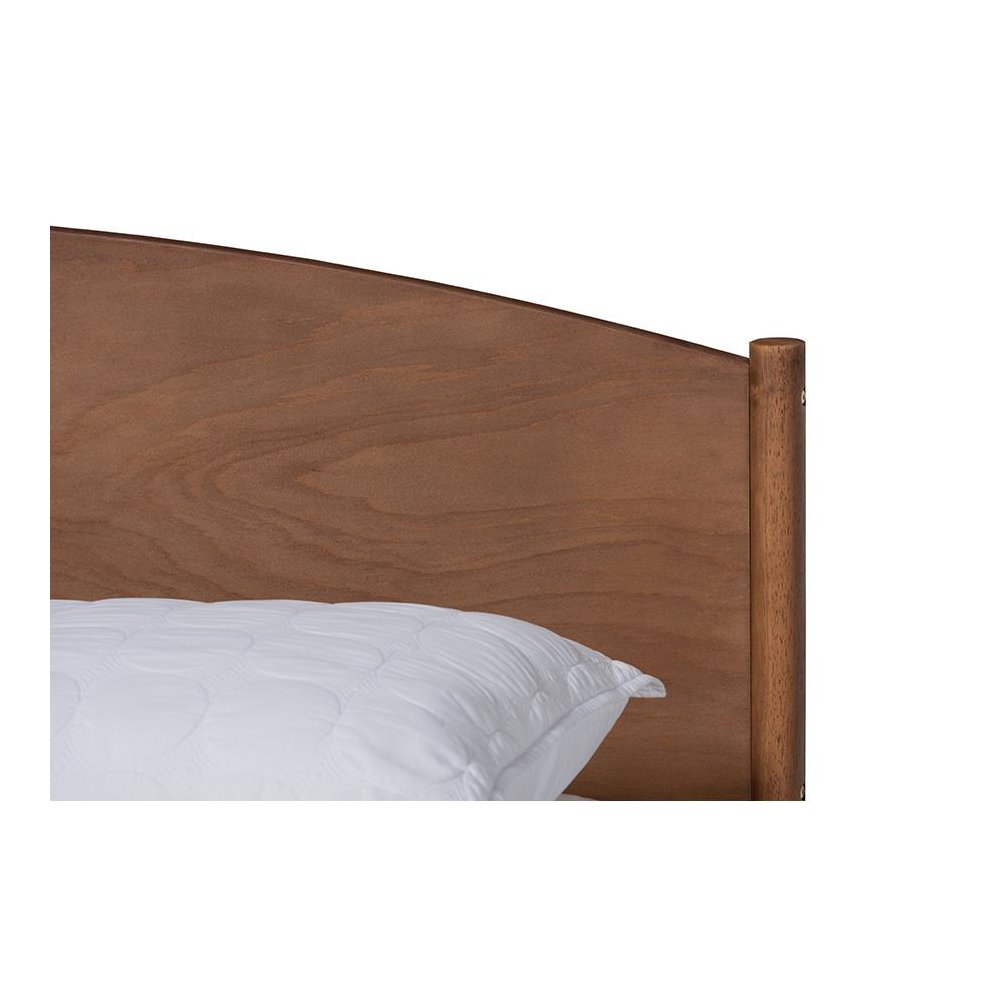 Leanora Mid-Century Modern Ash Wanut Finished Queen Size Wood Platform Bed