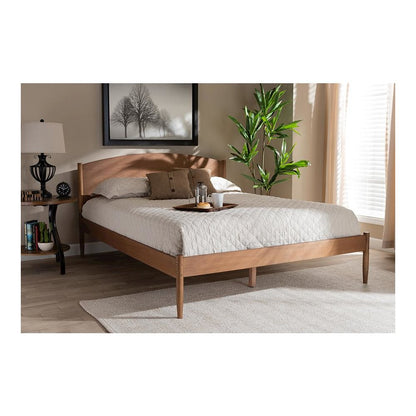 Leanora Mid-Century Modern Ash Wanut Finished Full Size Wood Platform Bed