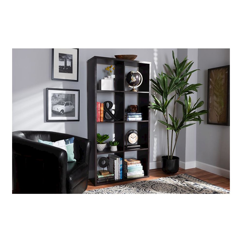 Dark Brown Finished 8-Cube Multipurpose Storage Shelf
