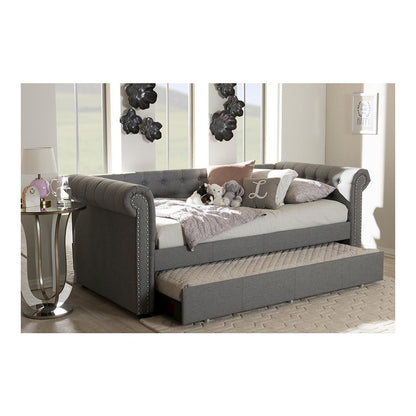 Baxton Studio Mabelle Modern and Contemporary Grey Fabric Trundle Daybed