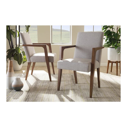 Greyish Beige Upholstered Wooden 2-Piece Lounge Chair Set