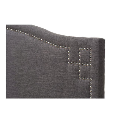 Aubrey Modern and Contemporary Dark Grey Fabric Upholstered Queen Size Headboard